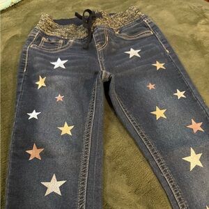 Wonder Nation Starry Girl’s Jeans - Blue, Bronze, Silver, and Gold